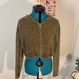 SO Women's Ribbed Chenille Cardigan in Olive